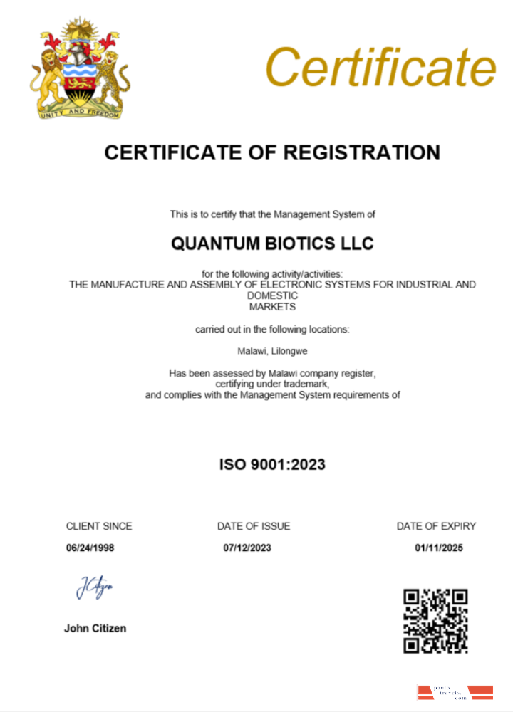 Malawi business registration certificate Word and PDF template
